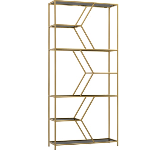 Изображение товара Стеллаж GreenWeen MALTA, золотой каркас, полки тонированное стекло, 1920x900x300 GW-MALTA-G-G