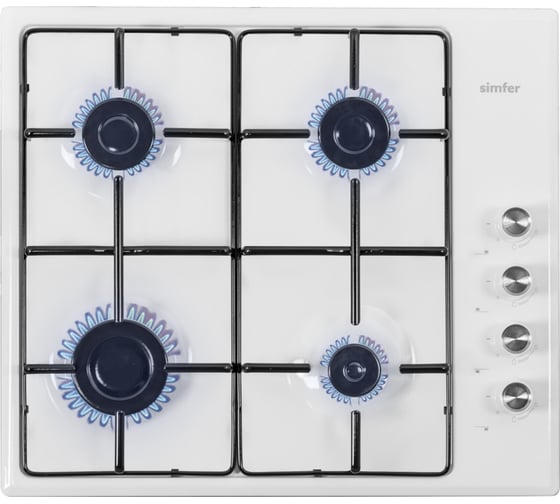 Изображение товара Газовая варочная панель SImfer эмалированные решетки, автоподжиг, белая H60Q40W470