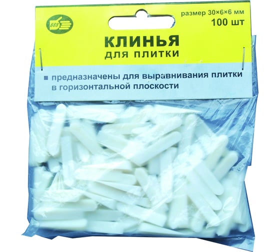 Изображение товара Клинья для плитки 30x6х6 мм, 100 шт 888 3980706