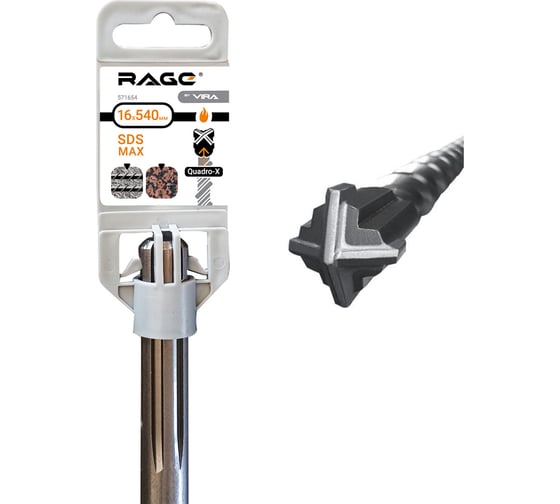 Изображение товара бур по бетону RAGE By VIRA Quadro-X 16 x 540 мм sds-max 571654
