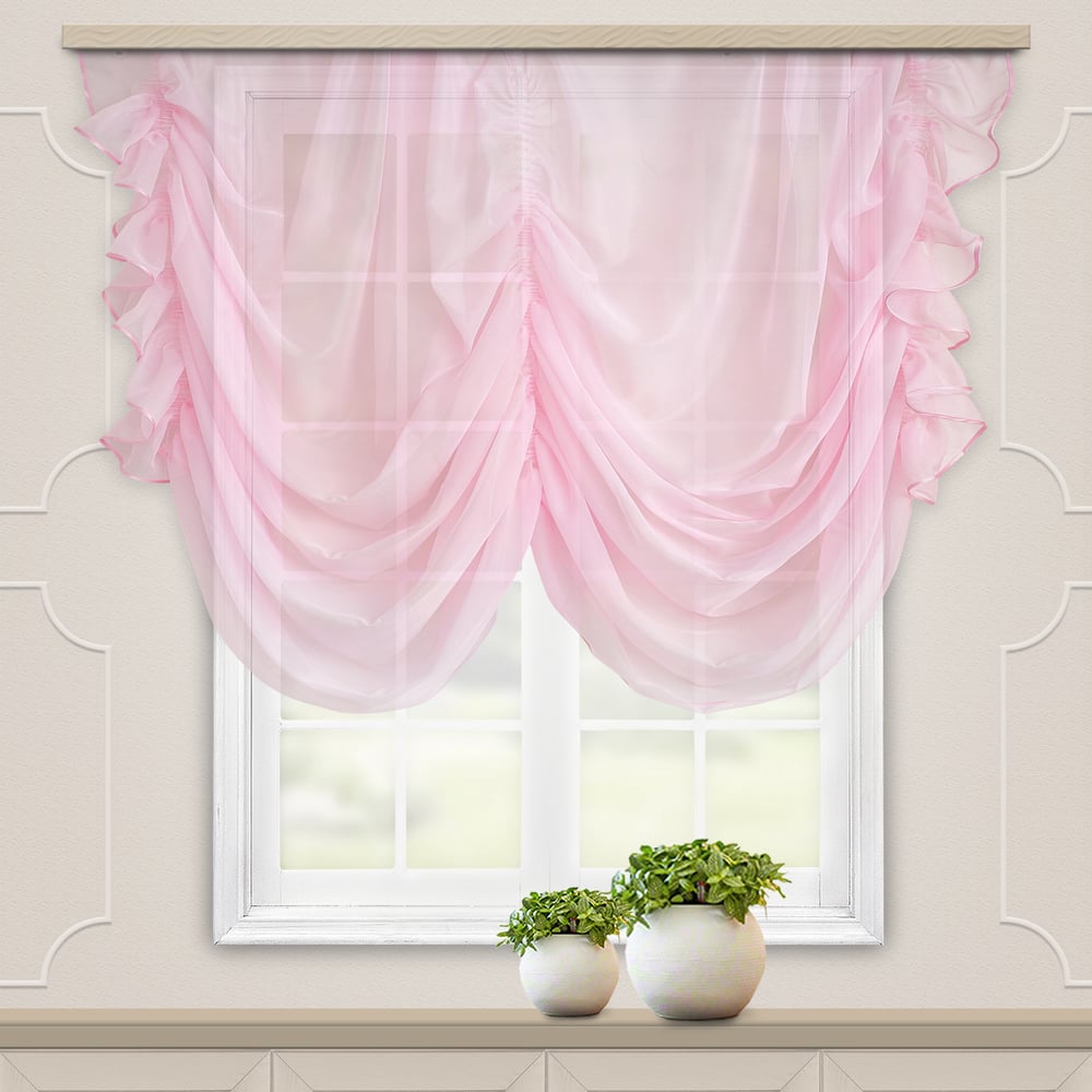 Комплект штор для кухни witerra лента капроновая волна с блеском 40 мм 10 ± 1 м светло розовый 36