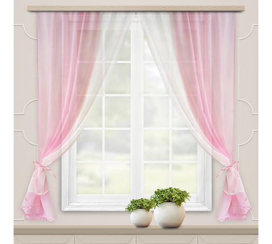 Изображение товара Комплект штор для кухни witerra лидия, 250x160, светло-розовый 100275