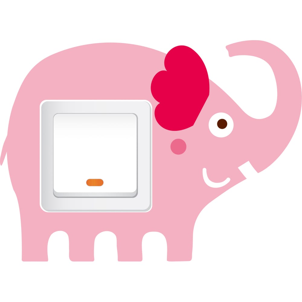 Купить Стикер witerra, для выключателя слоник , стикер для выключателя, розовый, ПВХ