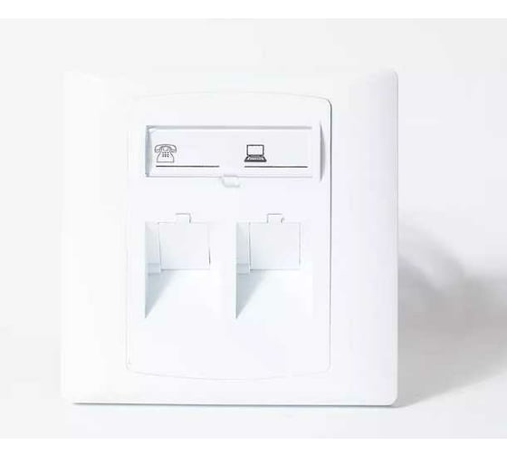 Изображение товара Рамка SPL 86x86 с лицевой панелью для 2 модулей Keystone, с суппортом, под 45гр, 8 шт. 500021