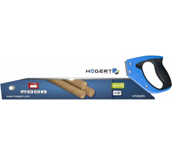 Изображение товара Пила-ножовка HOEGERT TECHNIK 450 мм, 7 TPI HT3S205