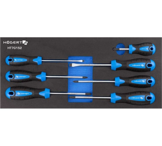Изображение товара Набор плоских отверток HOEGERT TECHNIK 7 штук, ложемент eva HT7G152
