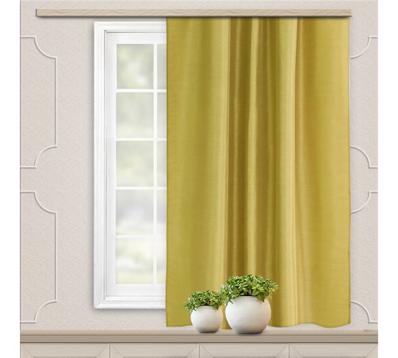 Изображение товара Портьерная штора для кухни witerra жаккард бамбук зеленый 135x180 см 1 шт 17684