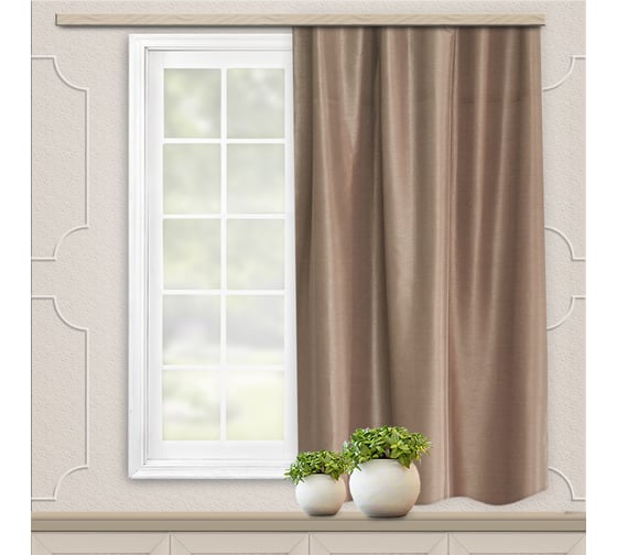 Изображение товара Портьерная штора для кухни witerra жаккард бамбук коричневый 135x180 см 1 шт 17683
