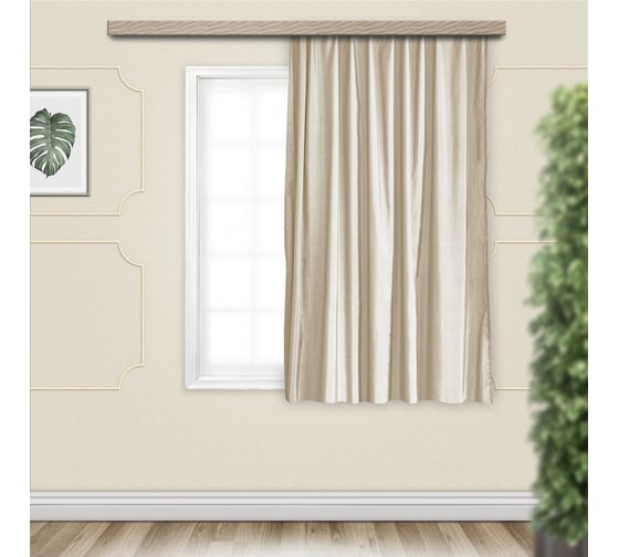Изображение товара Портьерная штора для кухни witerra жаккард бамбук светло-бежевый 135x180 см 1 шт 101039