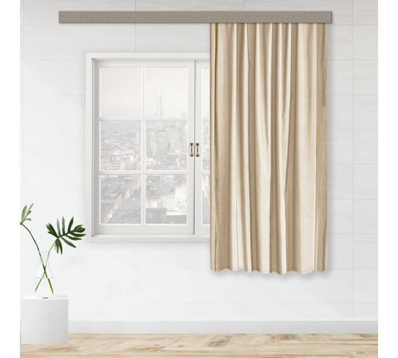 Изображение товара Портьерная штора для кухни witerra жаккард бамбук бежевый 135x180 см 1 шт 100407