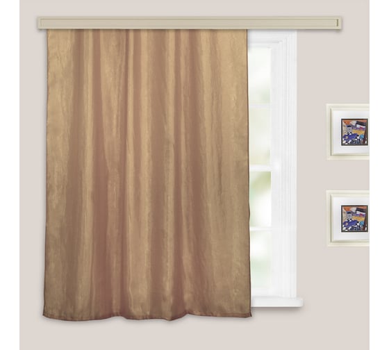 Изображение товара Портьерная штора для кухни witerra тергалет светло-коричневый 135x180 см 1 шт 104245