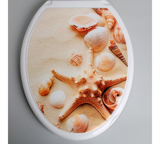 Изображение товара Сиденье для унитаза Росспласт "Универсал Декор" Ракушка белая на песке 546582