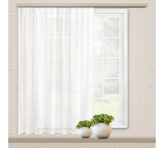 Изображение товара Штора witerra вуаль, с тиснением, вензель, 140x145 см, белый 103899