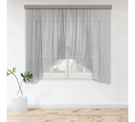 Изображение товара Штора для кухни witerra вуаль-однотонная, арка, 285x160, серый 104290