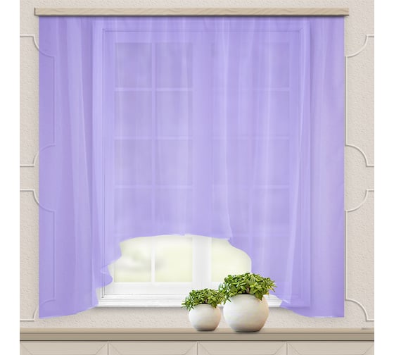 Изображение товара Штора для кухни witerra вуаль-однотонная, арка, 285x160, сиреневый 104291