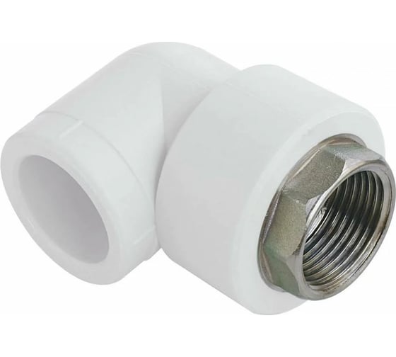 Изображение товара Угольник RTP комбинированный, под ключ, PPR, внутренняя резьба 40x1 1/4, белый 31114