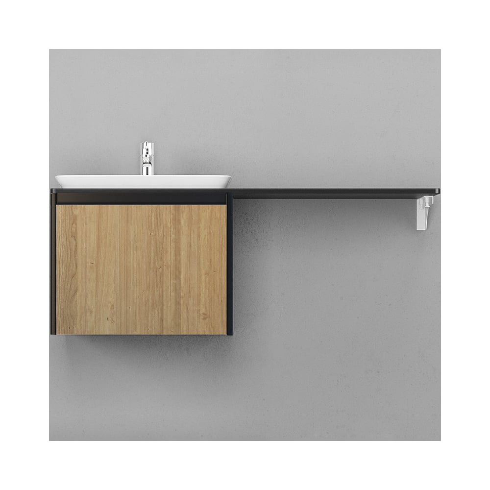 Изображение товара Подвесная тумба Velvex Klaufs 56x50.1Y шатанэ черная с ящиком для ванной