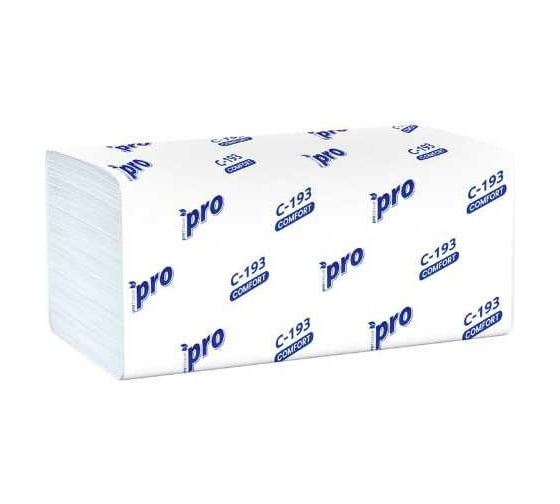 Изображение товара Бумажное полотенце Protissue листовое 1-сл 250 лист/уп 210x230 мм v-сложения белое Г-С193