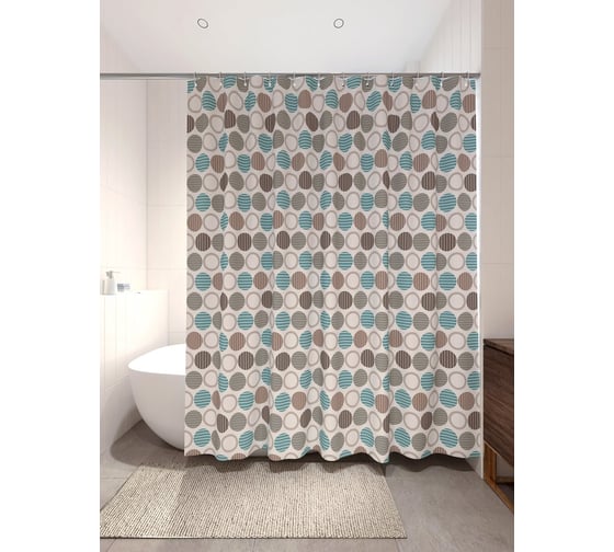 Изображение товара Штора для ванной PRIMANOVA Dots с утяжелителем, 180x200 см, PLE D-18592