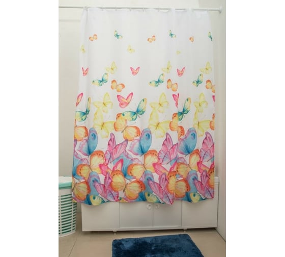 Изображение товара Штора для ванной PRIMANOVA Butterflies с утяжелителем, 180x200 см, PLE DR-50021