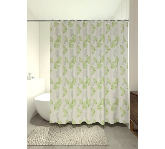 Изображение товара Штора для ванной PRIMANOVA Greenery с утяжелителем, 180x200 см PLE DR-50024