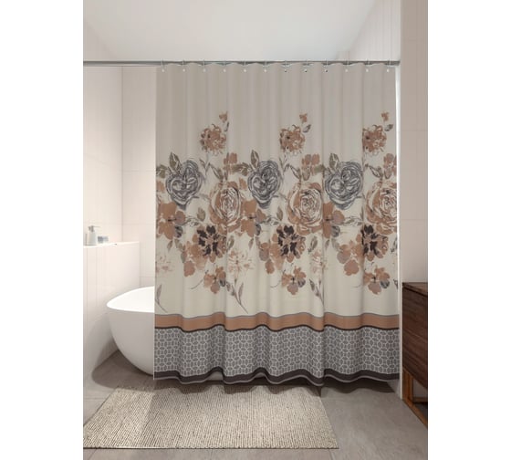 Изображение товара Штора для ванной PRIMANOVA BLOSSOM с утяжелителем, 180x200 см, PLE DR-60050