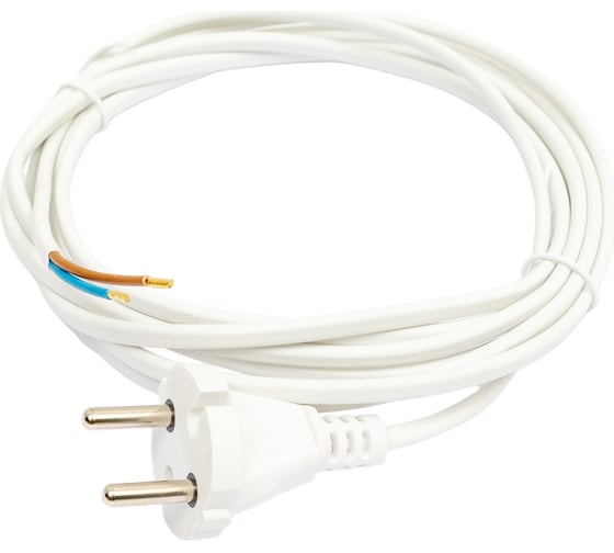 Изображение товара Сетевой шнур Мастер Тока ШВВПбм 2x0.75 белый, 6А, без заземления, 3м, вк СШ0037