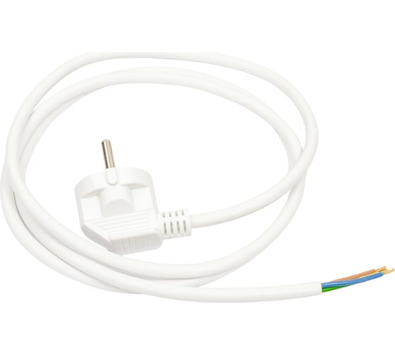 Изображение товара Сетевой шнур Мастер Тока ПВСбм 3x1 белый, 10А, с заземлением, 1,5м, угловая вилка СШ0026