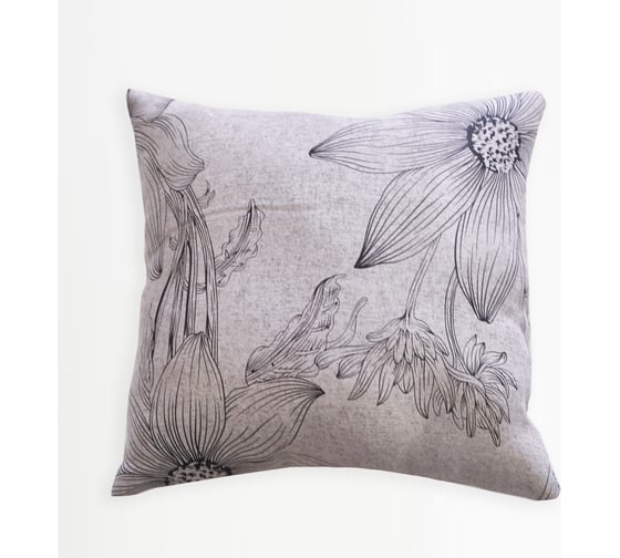 Изображение товара Декоративная подушка witerra блэкаут ромашки, серый, 40x40 103622