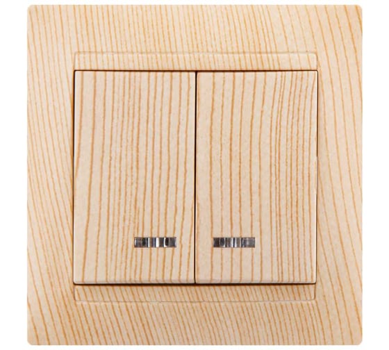 Изображение товара 2-клавишный выключатель с подсветкой TDM ELECTRIC 10А, сосна, Лама SQ1815-0305