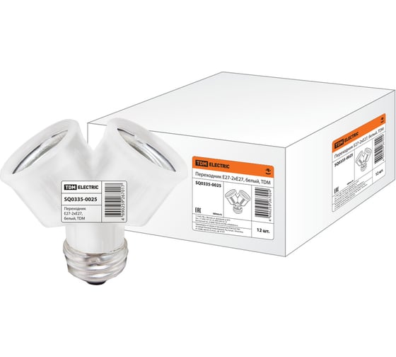 Изображение товара Переходник TDM ELECTRIC Е27-2хЕ27, белый, SQ0335-0025