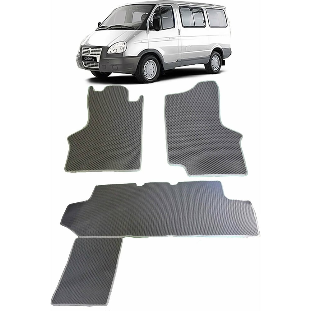 Изображение товара Ковры в салон автомобиля Eva Smart ГАЗ 27527 1998 черные с серой окантовкой