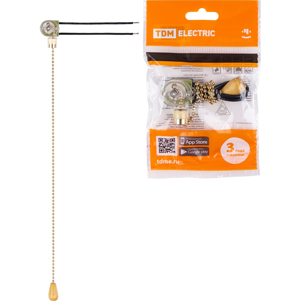 Изображение товара Сонетка-выключатель для бра с цепочкой TDM 3А 220В IP20 золото SQ1806-0226