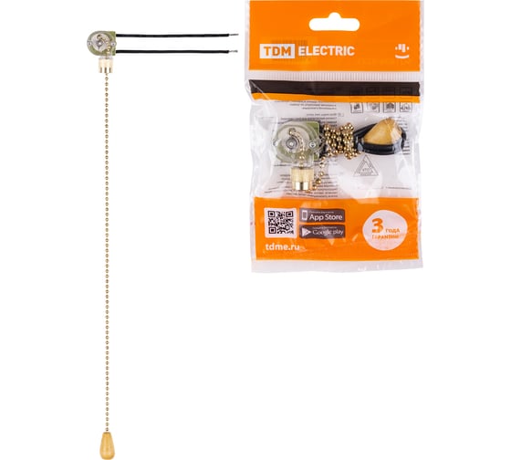 Изображение товара Сонетка-выключатель для бра с цепочкой TDM 3А, 250В, золото SQ1806-0226