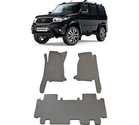 Изображение товара Ковры в салон автомобиля Eva Smart uaz patriot (люкс) 2014 - эва сота чёрные c синей окантовкой 1937-B5B2-S