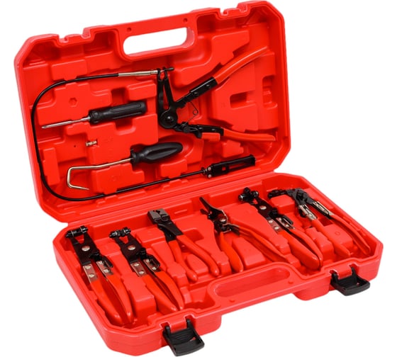 Изображение товара Набор щипцов для снятия и установки хомутов и шлангов 9пр., в кейсе Эврика ER-86942 806494