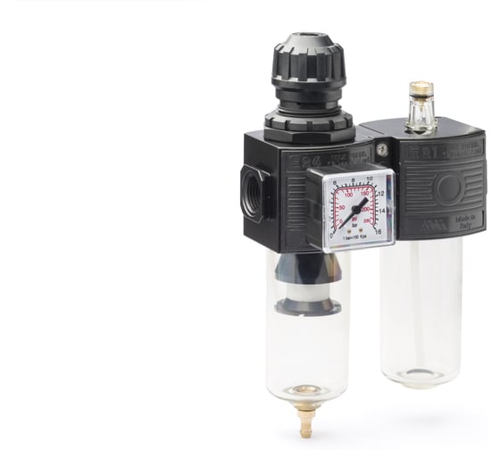 Изображение товара Блок подготовки воздуха фильтр с регулятором и манометром + лубрикатор E/22/2 3/8" ANI AH117110