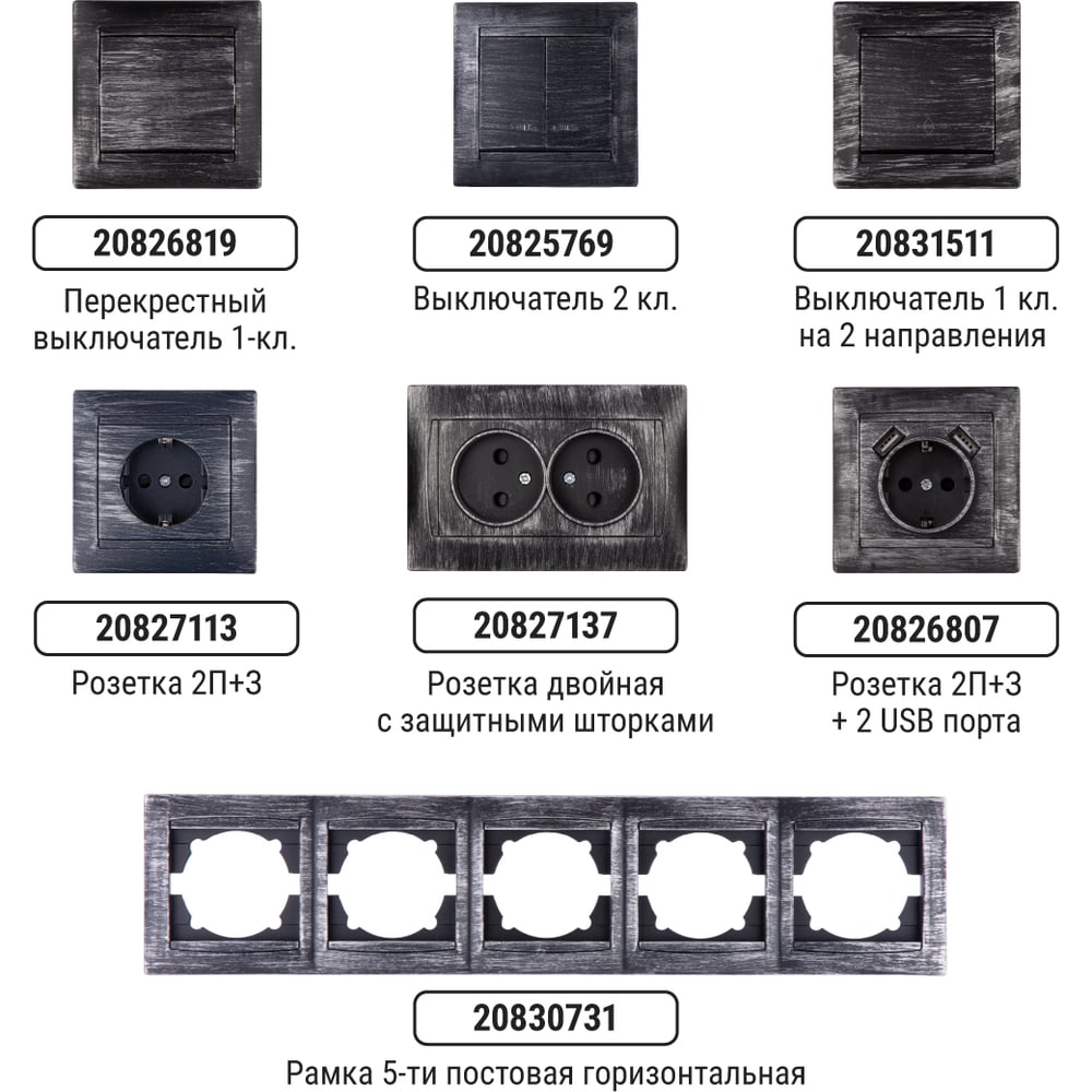 Изображение товара Компьютерная розетка RJ45 'Лама' старинное серебро, IP20, встраиваемая