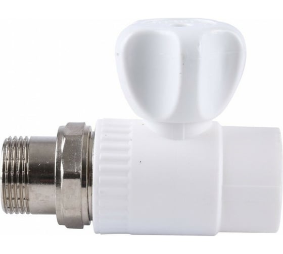 Изображение товара Радиаторный кран Политэк 25x1/2 прямой PPRC, белый (25/75), 9999012512
