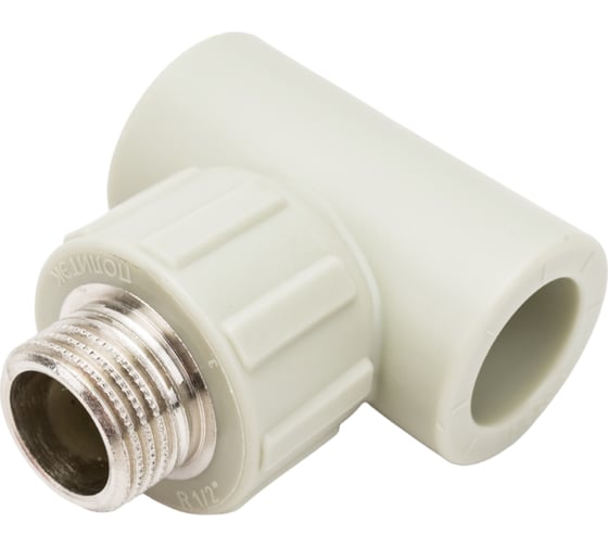 Изображение товара Комбинированный тройник ПОЛИТЭК 20x1/2 с наружной резьбой PPRC серый 9510002012С