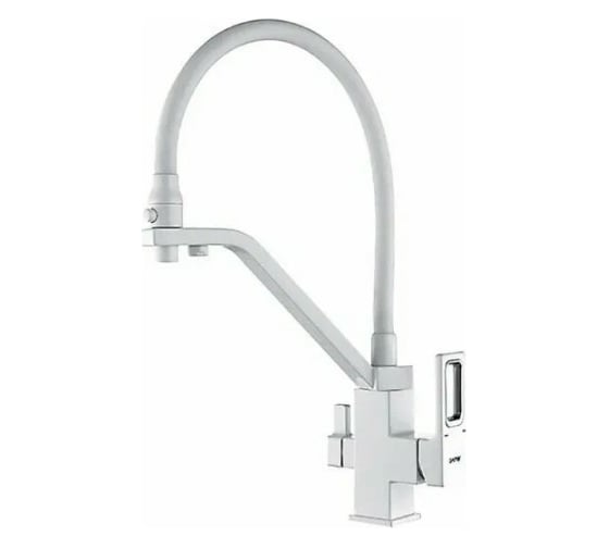 Изображение товара Смеситель для кухни Gappo 35k с выходом для питьевого фильтра, гибкий излив, белый-хром G4317-8 550573