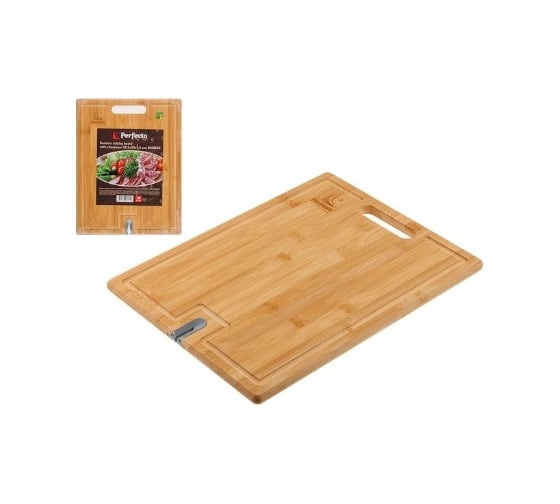 Изображение товара Разделочная доска PERFECTO LINEA Bamboo с точилкой для ножей, 39,5x30x1.5 см 35-395301