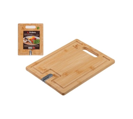 Изображение товара Разделочная доска PERFECTO LINEA Bamboo с точилкой для ножей, 28x22x1.5 см 35-282221