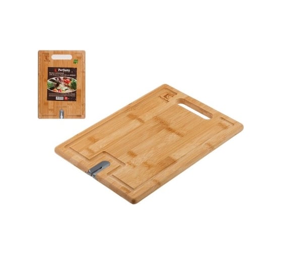Изображение товара Разделочная доска PERFECTO LINEA Bamboo с точилкой для ножей, 33x23x1.5 см 35-332315