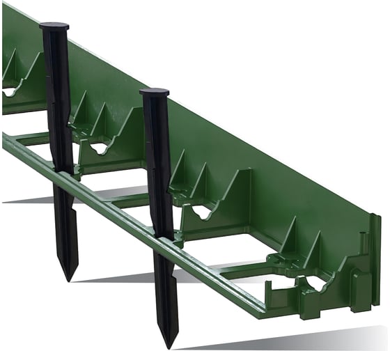 Изображение товара Садовый пластиковый бордюр ГеоПластБорд высота 58 мм, 8 метров + 32 колышка, 24 см. зелёный GPB58.08.32.Gr