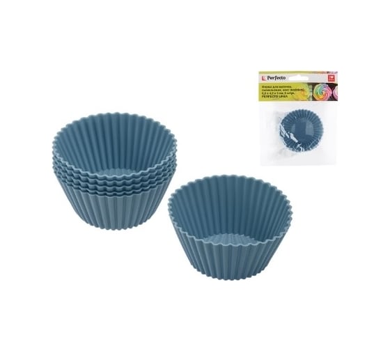 Изображение товара Силиконовая форма для выпечки PERFECTO LINEA Bluestone кекс, 6.5 см, 6 штук 20-100651