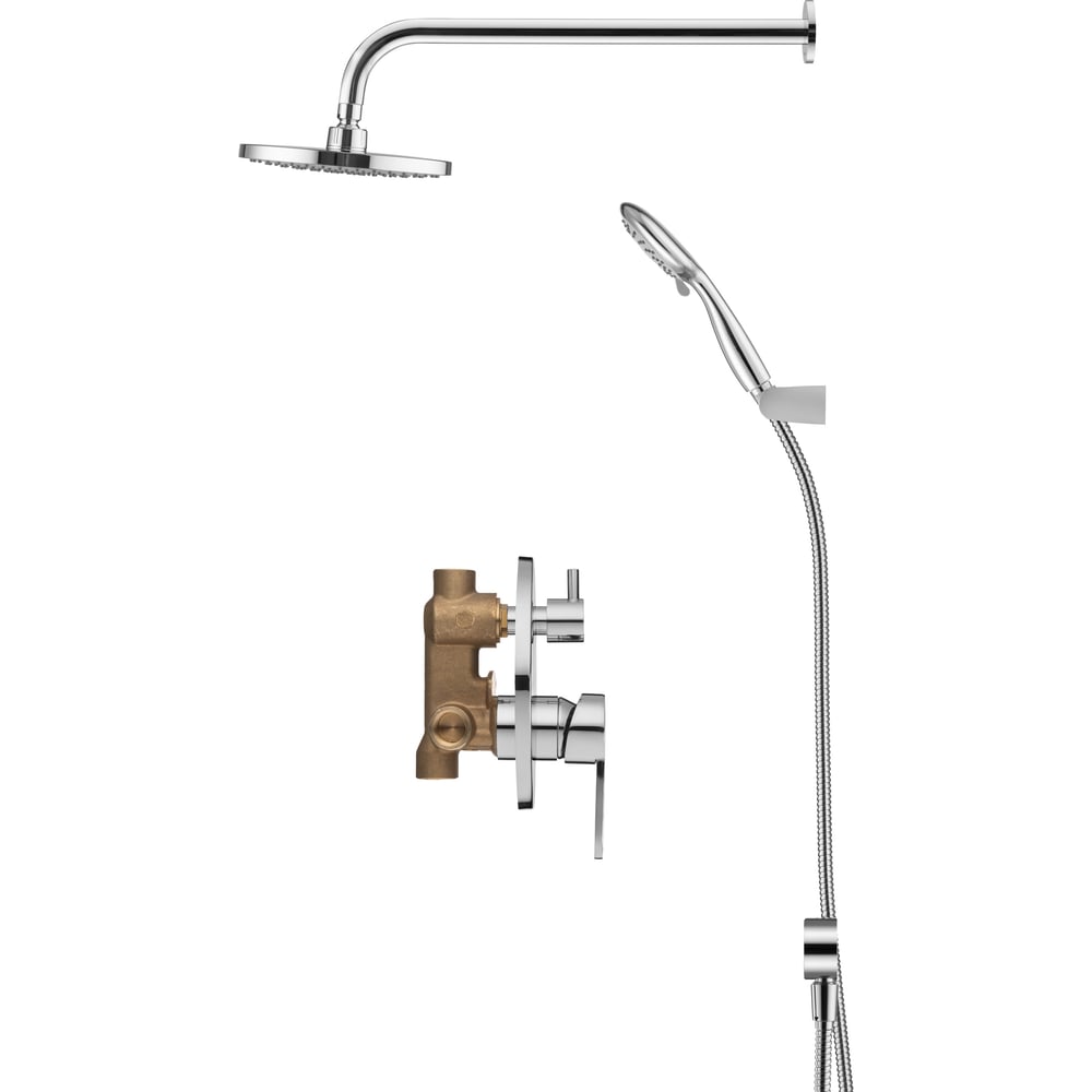 Изображение товара Душевой комплект Swedbe 5538 с встроенным смесителем и верхним душем хром