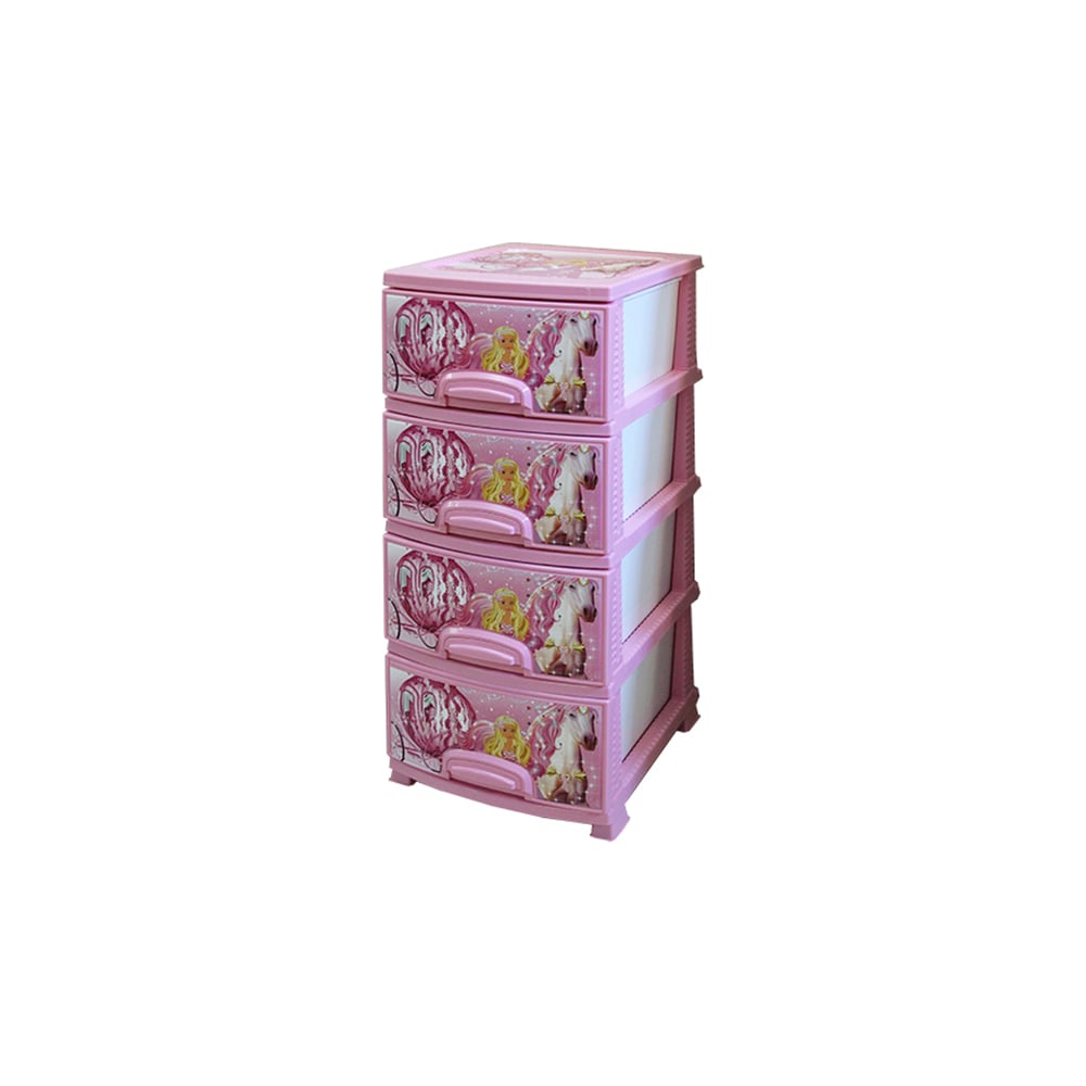 комод детский на колесах 3 ящика розовый