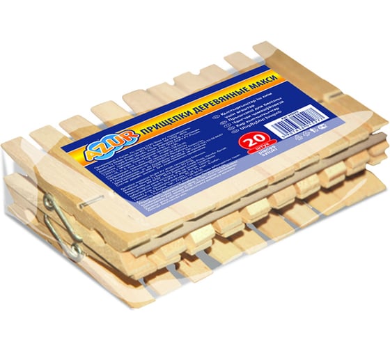 Изображение товара Деревянные прищепки YORK Макси AZUR 20 шт. 915270