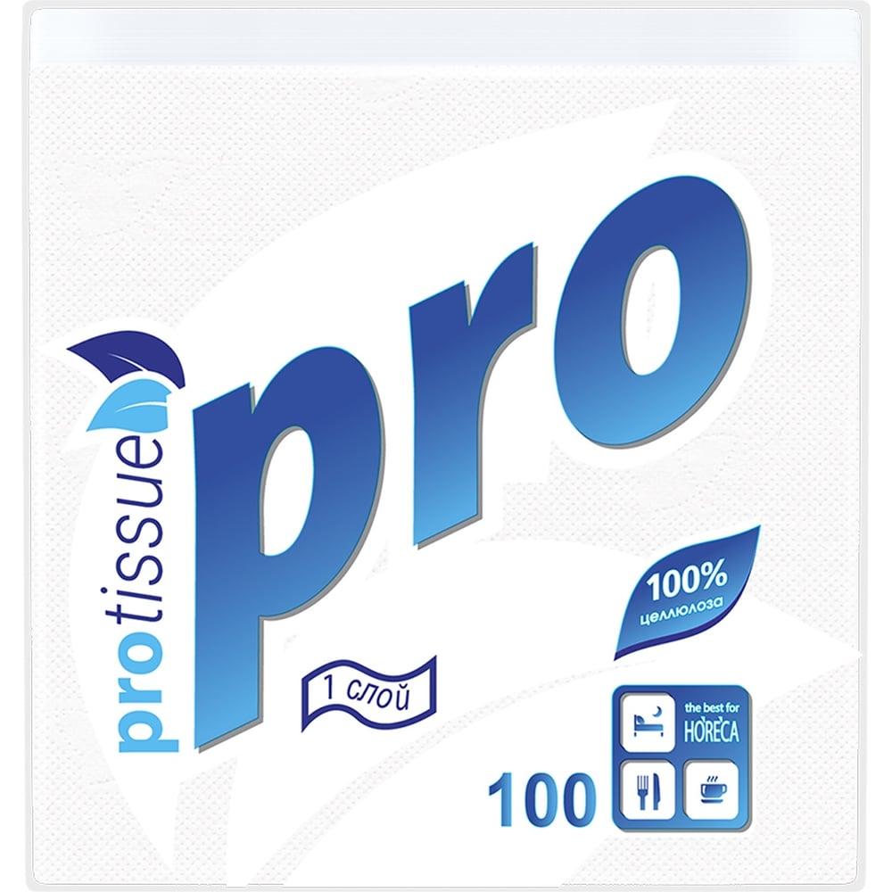 Изображение товара Бумажные салфетки Protissue 24x24 см, 100 шт/уп, белые
